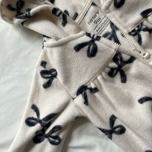 Carter's Cozy Cream Hoodie with Black Bows